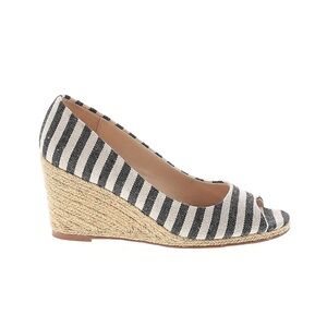 Kelly & Katie Black and White Striped Wedges